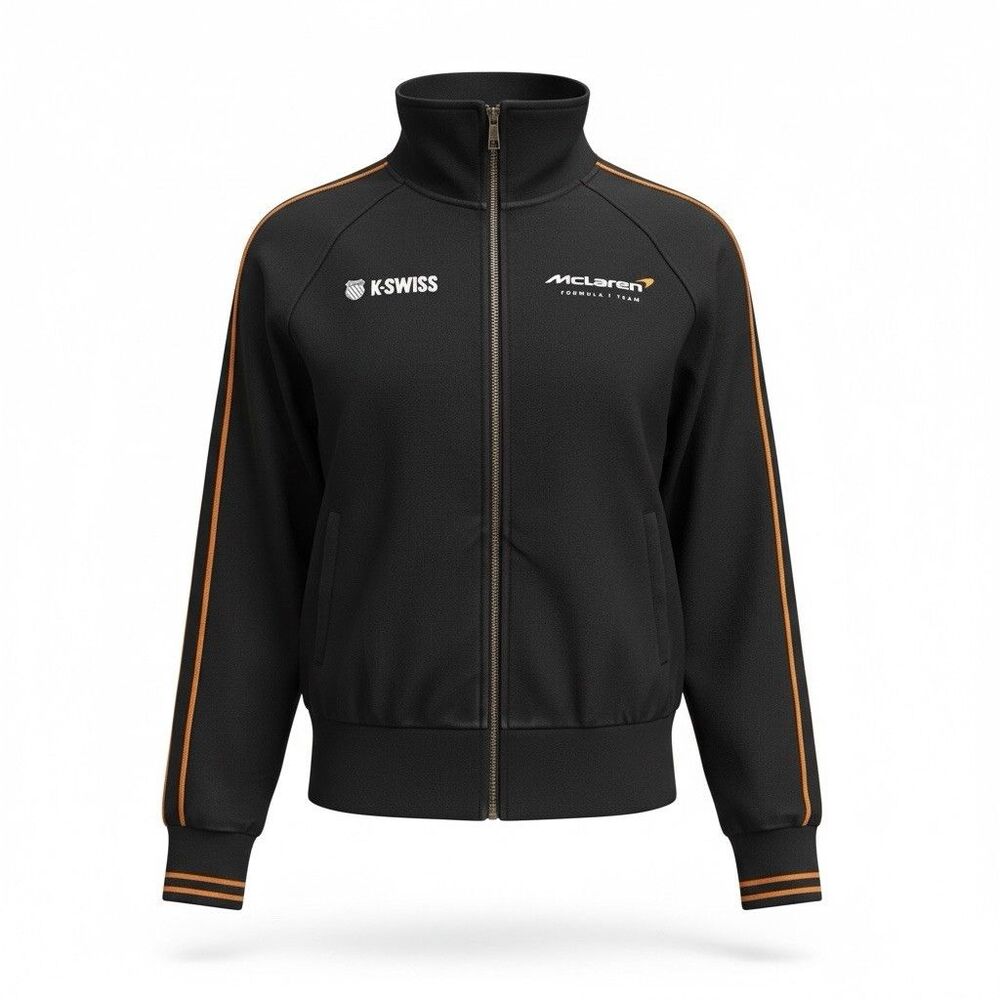 NWT F1 Formula One McLaren Women's L Black Retro Soft Track Jacket NEW Large